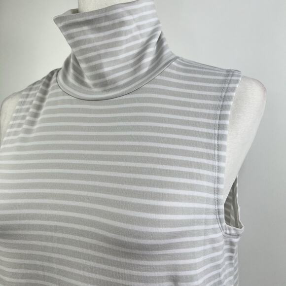 Garnet Hill Striped Turtleneck Tunic Top Sleeveless Small Tencel Preppy Office - Picture 5 of 12